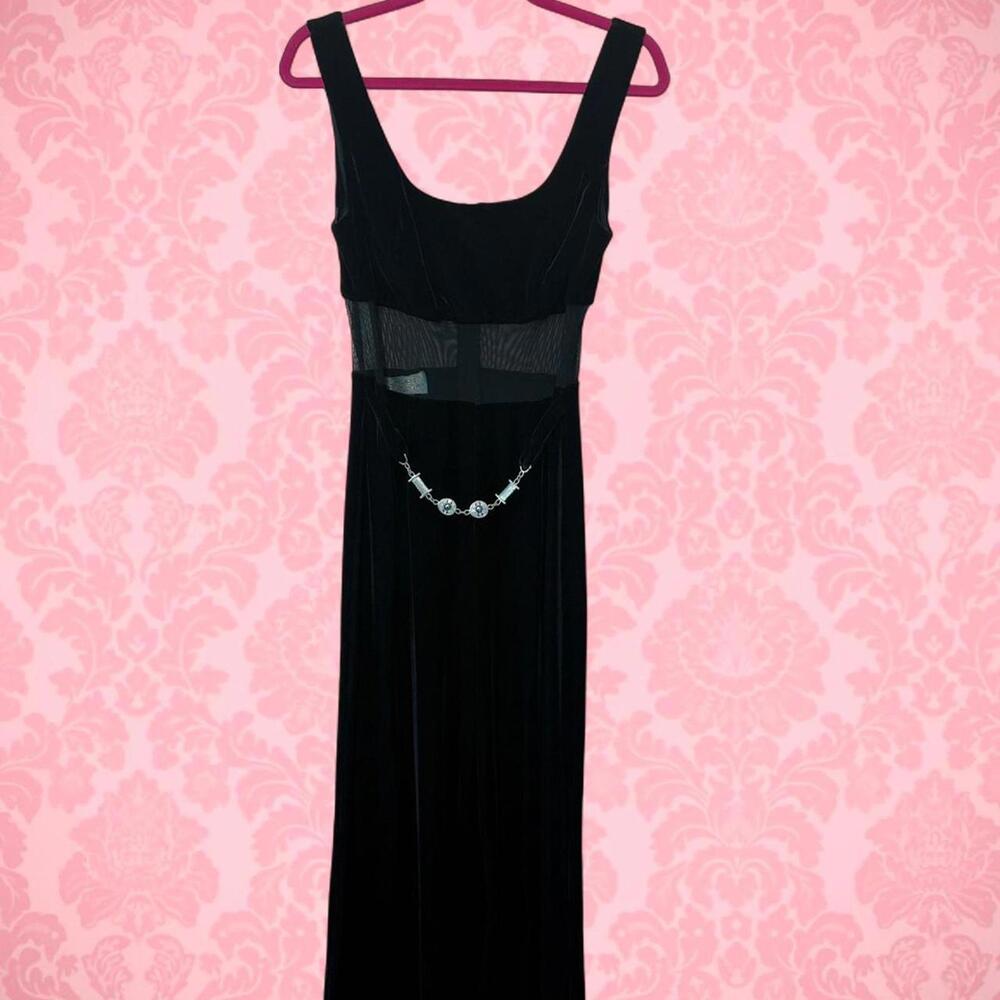⛓️‍💥🖤 VINTAGE CACHE BLACK VELVET JUMPSUIT - GOTH GODDESS 🖤⛓️‍💥